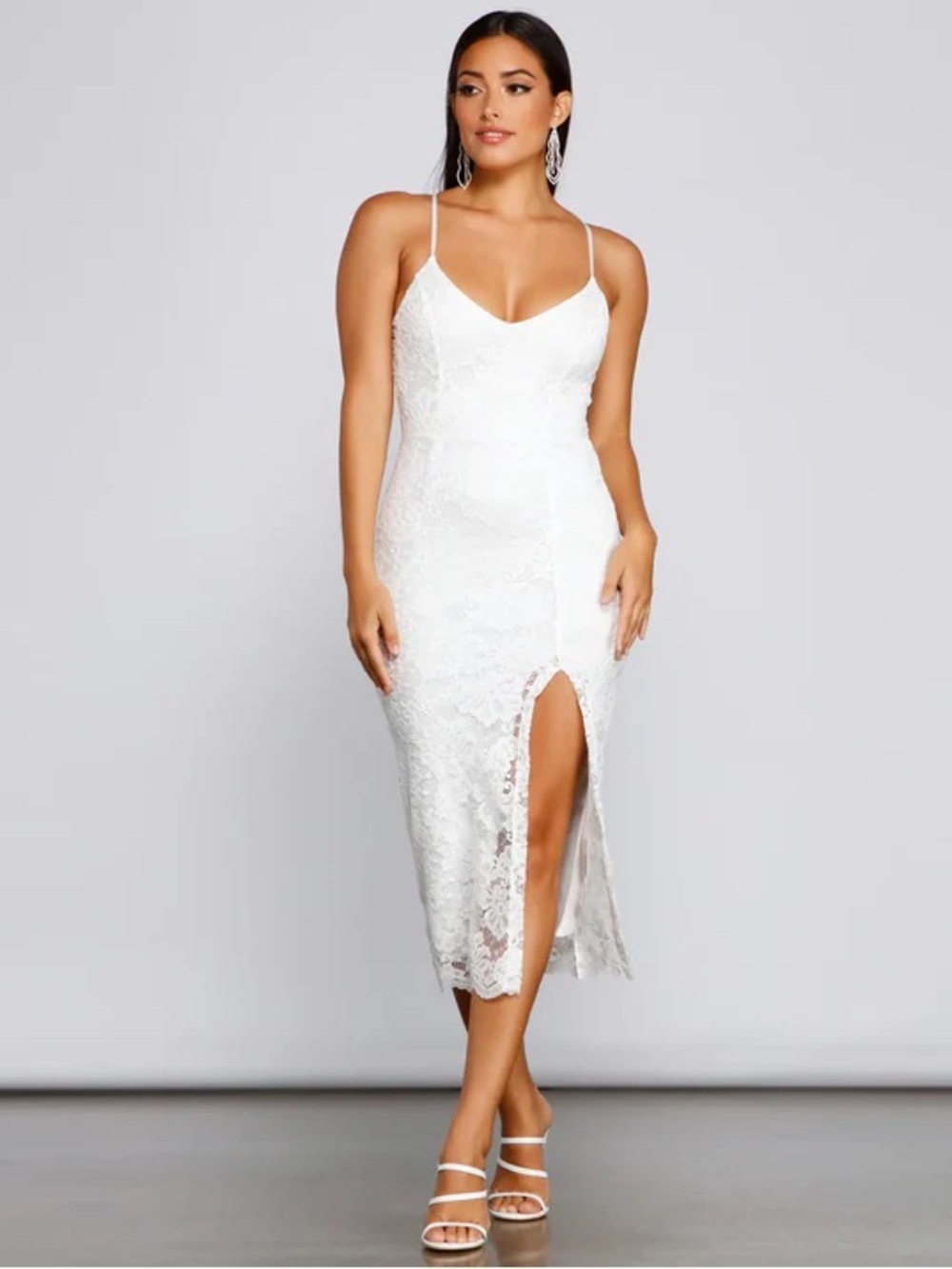 Windsor White Lace Overlay Dress